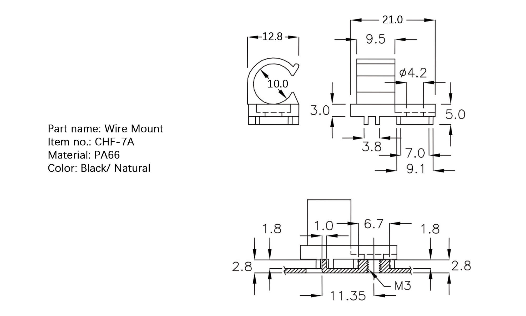 Plastic Wire Mount CHF-7A